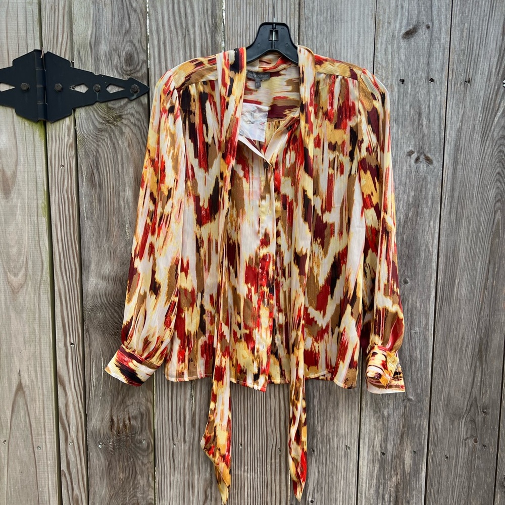VINCE CAMUTO Dream Button Down Tie Blouse Women’s  XS NWT
